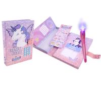 GLOWAYS - Paquete de 6 Cuadernos Secretos Electrónicos - Juguete para Niños - 037727PA - Rosa - Papel - Diario Íntimo - Cumpleaños - Purpurina - Bolígrafo Mágico - Tinta Invisible - Desde 6 años