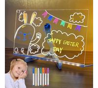 Glowboard - Led Light-Up Writing & Drawing Board, Homeanoak Drawing Boards, Doodle Glow Colouring And Drawing With 7 Color Pen, Reusable Acrylic Drawing Board Light Up For Kids (20 * 20CM)