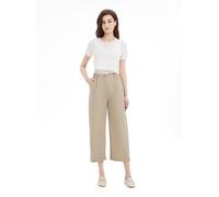 GLOWELFA Pantalones Fluidos Cortos para Mujer Verano 7/8 Ligeros Cintura Elástica con Bolsillos - Negro, Blanco, Rojo, Caqui - Pantalón Corto Casual Elegante para Vacaciones, Oficina, Casa, Deporte