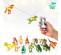 Glowhouse 12 luces de cadena de dinosaurios brillantes que funcionan con pilas para el hogar y la guardería, 2 metros con control remoto