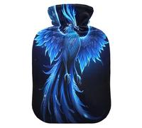 Glowing Blue Phoenix - Botella de agua caliente con funda de forro polar suave, bolsa de agua caliente para aliviar el dolor de cuello y hombros, terapias frías y calientes, talla S