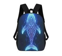 Glowing Blue Whale with Tribal Patterns Mochila, Mochila Escolar Impresa En 3D, Bolsa Para El Almuerzo Escolar, Mochila De Viaje, Mochila Para Amigos, Mochila Escolar Para Niñas Y Niños 17inch