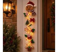 Glowing Christmas Door Hanger,6 Festive Lighted Designs with Warm Glow，A | Rustic Quilted Fabric Wreath Holiday Door Decor,Christmas Hanging Decorations,Festive Decor for Doors,Walls,Windows