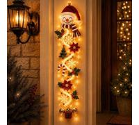 Glowing Christmas Door Hanger,6 Festive Lighted Designs with Warm Glow，E | Rustic Quilted Fabric Wreath Holiday Door Decor,Christmas Hanging Decorations,Festive Decor for Doors,Walls,Windows