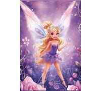 Glowing Fairy in Enchanted Forest, Writing Journal for Girls, Notebook with lines, Pink/Purple Floral Diary (6inx9in) 80 Pages - Softcover