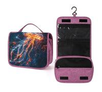 Glowing Jellyfish Fantasy - Neceser de viaje para mujer, organizador de maquillaje colgante con gancho para champú