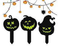 Glowing Pumpkin Garden Stakes 3 Pack 2D Acrylic Halloween Yard Decor