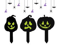 Glowing Pumpkin Garden Stakes 3 Pack 2D Acrylic Halloween Yard Decor