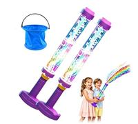 Glowing Rainbow LED Firework Water Gun, Push Pop Water Blaster with Lights, Leakproof Water Fireworks Toys for Summer Pool Party and Outdoor Games (2)