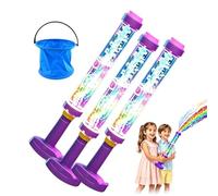 Glowing Rainbow LED Firework Water Gun, Push Pop Water Blaster with Lights, Leakproof Water Fireworks Toys for Summer Pool Party and Outdoor Games (3)