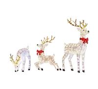 Glowing Reindeer Light - 3 Piece ABS LED Reindeer Set 500g Flat Design, Button Battery Realistic Festive Lamp Waterproof Build, Compact Holiday Glow | Lawn Garden Pathway Ground Family Friends H