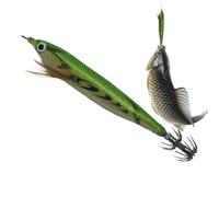 Glowing Squid Lure - Hook, Saltwater Fishing Bait with Sound Beads, Freshwater Bass Trout Catfish Lures Ideal Suitable for Trolling Lake Stream Pond Angling Adventure, 12cm/4.72 Inches.