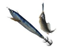 Glowing Squid Lure - Hook, Saltwater Fishing Bait with Sound Beads, Freshwater Bass Trout Catfish Lures Ideal Suitable for Trolling Lake Stream Pond Angling Adventure, 12cm/4.72 Inches.