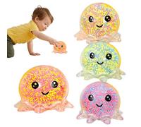 Glowing Squid Vent Ball - Light Up Toy for Stress Relief | Soft Elastic Bubble Octopus Design with Squeeze Mesh Texture, Fun Sensory Toy for Kids Adults, Calming Play Gift for Birthdays