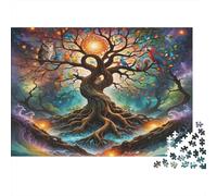 Glowing Tree Puzzles 1000 Piezass Material Reciclable Material Magical Forest Art Mayores Puzzles Educativo Game Descompresión Parent Niño Accesorios para Juegos 52x38cm/1000pcs