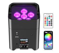 Glowingstage Foco LED con batería, 108 W RGBWA-UV, luz de escenario con control de aplicación, batería LED par con DMX y mando a distancia para fiestas, clubes, bares, Halloween, Navidad