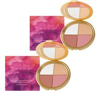 Glowjiu Glow Gallery Highlighting Eye & Cheek Paleta 4 en 1 sombra de ojos y maquillaje iluminador, tonos sedosos, suaves y difuminables para mejillas y ojos, de larga duración, versátiles (2 unidades