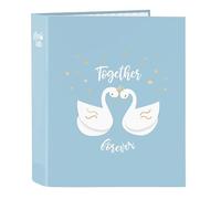GLOWLAB Carpeta archivador Cisnes Folio 4 anillas 40 mm Azul claro 27x6x33 cm