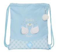 Glowlab Mochila saco plano CISNES – Grande 35x40 cm, cómoda, versátil y resistente – Azul claro