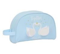 Glowlab CISNES - Neceser Escolar Infantil Pequeño con Asa, Neceser Infantil, Adaptable a Carro, Ideal para Niños de 5 a 14 Años, Versátil, Calidad y Resistencia, 28x10x18 cm, Color Azul Claro