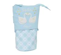 Glowlab CISNES - Portatodo Convertible en Cubilete de Safta, Estuche Infantil, Estuche Niño, Ideal para Niños en Edad Escolar, Cómodo y Versátil, Calidad y Resistencia, 8x6x19 cm, Color Azul Claro