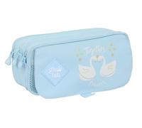 Glowlab CISNES - Portatodo Triple Big, Estuche Infantil, Estuche Niño, Ideal para Niños en Edad Escolar, Cómodo y Versátil, Calidad y Resistencia, 21.5x8x10 cm, Color Azul Claro