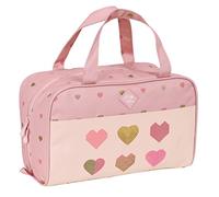 Glowlab Hearts - Neceser Rectangular con Asa, Neceser Infantil, Adaptable a Carro, Ideal para Niños de 5 a 14 Años, Cómodo y Versátil, Calidad y Resistencia, 31x14x19 cm, Color Rosa Claro