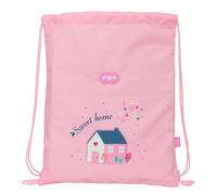 Glowlab KIDS SWEET HOME - Mochila Saco Plano Junior, Tejido Reciclable, Mochila, Ideal para Niños de Diferentes Edades, Cómoda y Versátil, Calidad y Resistencia, 26x1x34 cm, Color Rosa