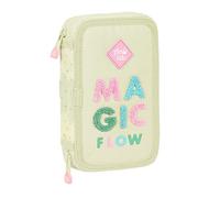 Glowlab Magic Flow - Estuche Escolar Niño, Estuche con Colores, con 28 Útiles Incluidos, Ideal para Niños de 5 a 14 Años, Cómodo y Versátil, Calidad y Resistencia, 12.5x4x19.5 cm, Color Beige