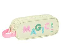Glowlab Magic Flow - Portatodo Doble Niño, Estuche Infantil, Estuche Niño, Ideal para Niños de 5 a 14 Años, Cómodo y Versátil, Calidad y Resistencia, 21x6x8 cm, Color Beige