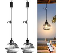 Glowlit Lámpara Colgante a Pilas con Mando a Distancia, Regulable y Temporizador, Pantalla Metálica Exclusiva, Portalámparas E27, Inalámbrica sin Cables para Dormitorio (Pilas No Incluidas) Esférico