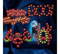 GLOWNOVA Paquete de 4 sobres iluminados, Feliz Halloween, araña, murciélago, decoración de ventana iluminada para decoración de ventana