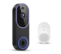 GlowPop Cámara de timbre inalámbrico de 1080p con receptor, detección humana inteligente con IA, conversación bidireccional, vista en vivo, visión nocturna, solo WiFi 2.4G, almacenamiento en la nube