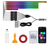 Glowride Interior Lights, RGB 5 in 1 LED Car Ambient Lighting Kit, Acrylic Ambient Led Lights for Car with Dynamic Color Chasing, 3 Modes of Control, Wireless App & Remote Control (43.3in+Sole Light)