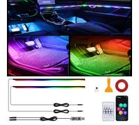 Glowride Interior Lights with Wireless App and Remote Control, 5 in 1 RGB Ambient Lighting Kit, Adjustable Brightness, Music Mode Inside Car Lighting Decorations (43in*2)