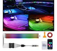 Glowride Interior Lights with Wireless App and Remote Control, 5 in 1 RGB Ambient Lighting Kit, Adjustable Brightness, Music Mode Inside Car Lighting Decorations (43in*4)