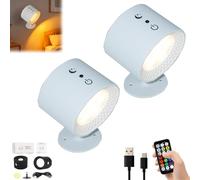 Glowright Halo Lamp, Glow Right Smart Lights, Glowright Lights, Rechargeable 3 Color Temperatures Dimmable Magnetic 360° Rotation Cordless With Controller/Touch (White-2pcs)