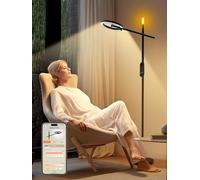 GLOWRIUM Lámpara de pie LED inteligente, aplicación y control remoto, iluminación rítmica, ayuda para dormir y despertar lámpara de pie de recámara, control remoto y táctil, lámpara de pie moderna