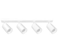 Glowster Aplique LED tubular blanco direccionable, con 4 aros GU10 intercambiables en elegantes tonos dorados, ideal para iluminar y embellecer cada rincón con un estilo único y personalizado.