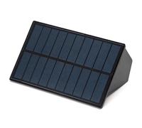 Glowster Aplique Solar LED Negro, 2 vías, 2700K, ideal para iluminación exterior, regulable y eficiente, proporciona luz ambiental y seguridad.