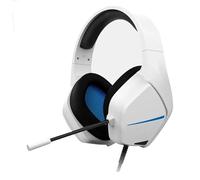 Glowster Auricular Gaming estéreo, Color Blanco y Azul, con Sonido Envolvente y micrófono, Ideal para Videojuegos y Chat en línea.