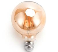 Glowster Bombilla LED filamento G125 E27 6W ámbar, eficiente y decorativa, ideal para ambientes cálidos y luminarias estilizadas.