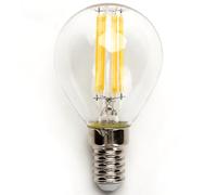 Glowster Bombilla LED filamento G45 E14 4W transparente nergética, luz cálida, ideal para decoración y ambientación.
