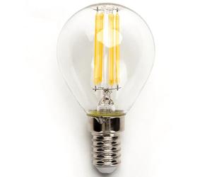 Glowster Bombilla LED filamento G45 E14 4W transparente nergética, luz cálida, ideal para decoración y ambientación.