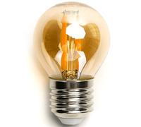 Glowster Bombilla LED filamento G45 E27 6W ámbar nergética, luz cálida, ideal para decoración y ambientes acogedores.