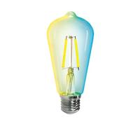 Glowster Bombilla LED filamento inteligente wifi 6W CCT, conexión Bluetooth Mesh, ideal para iluminación decorativa y control remoto.