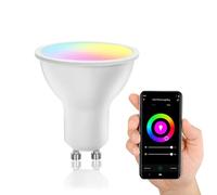 Glowster Bombilla LED GU10 WiFi de 4,9 W que combina tecnología avanzada y nergética. Controla la luz de tu hogar fácilmente desde tu móvil, adaptándose a tus necesidades.
