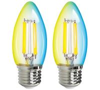 Glowster Bombilla smart LED de filamento 4.5W CCT, Bluetooth Mesh, control remoto, 2 piezas, ideal para iluminación y automatización del hogar.