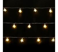 Glowster Cadena de luces con baterías tipo 3AA - 20 LEDs cálidos - 0.3M + 3M - línea transparente - IP20 - temporizador, ideal para decoraciones.