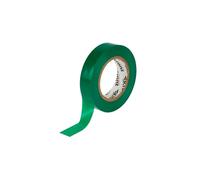 Glowster Cinta aislante PVC 0,13 x 17 x 25 m, verde, resistente al agua y a la abrasión, ideal para aislar y proteger conexiones eléctricas.